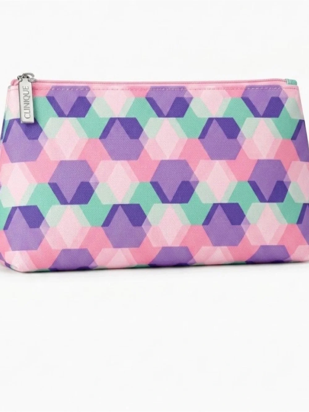 Clinique Geometric Hexagon Print Makeup Bag - Pink, Purple, Mint Cosmetic Girls